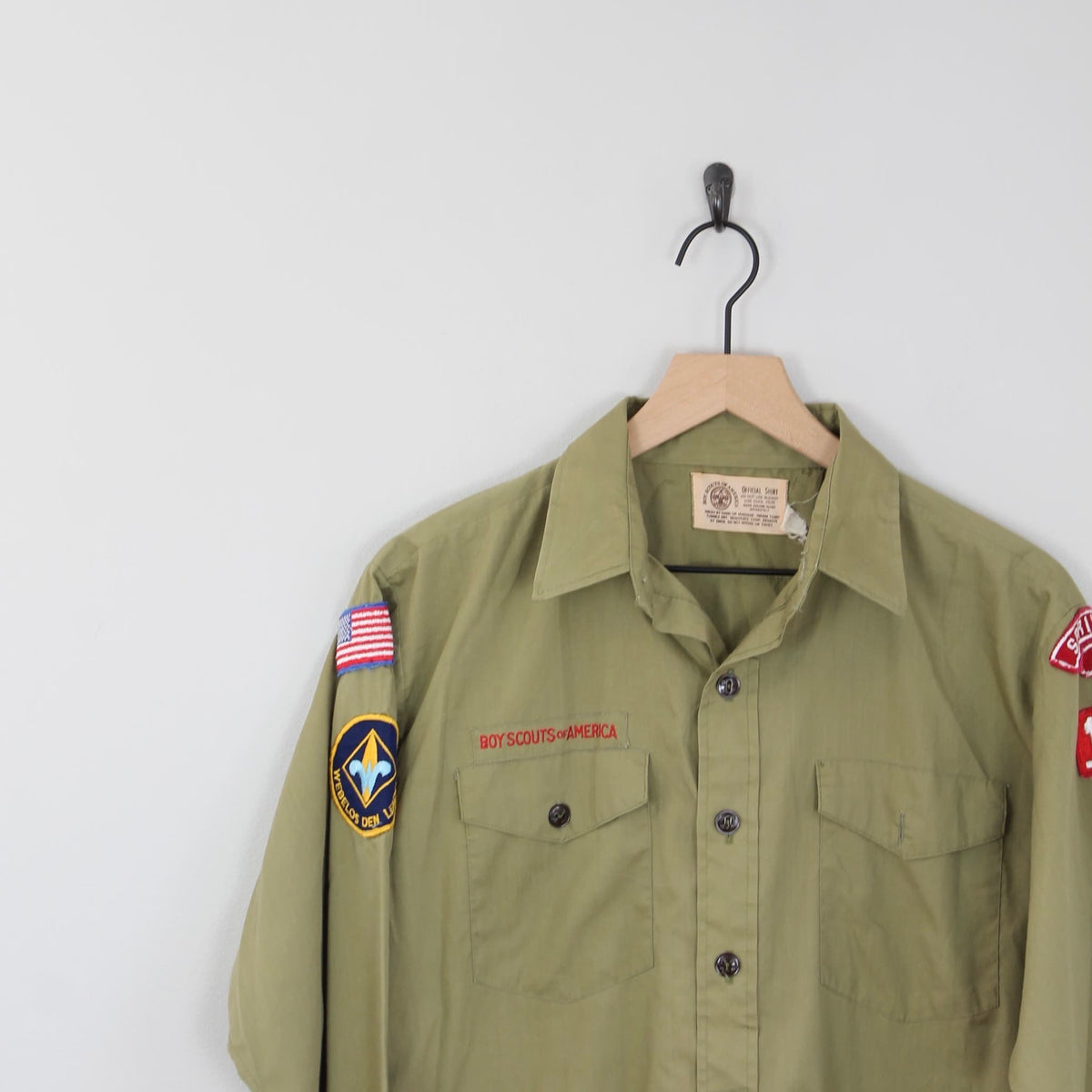 Vintage 40s Olive Boy Scouts of America Button up Work Shirt SM